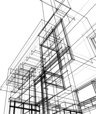 Mimari sanat konseptinde soyut çizgiler, minimum geometrik şekiller. 