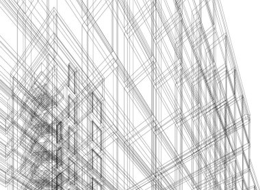 Arkaplanda mimari bina 3d illüstrasyon