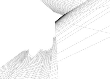 Mimari sanat konseptinde soyut çizgiler, minimum geometrik şekiller. 