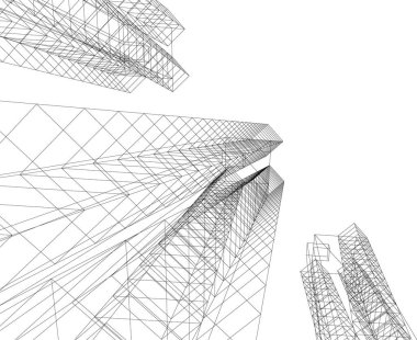 Mimari sanat konseptinde soyut çizgiler, minimum geometrik şekiller. 