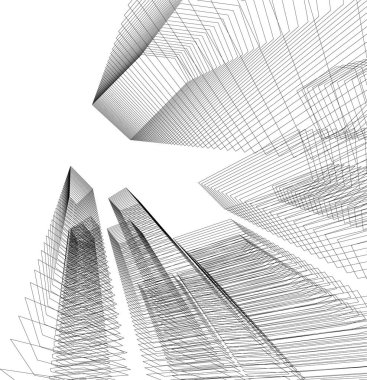 Mimari sanat konseptinde soyut çizgiler, minimum geometrik şekiller. 