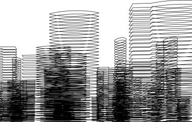 Mimari sanat konseptinde soyut çizgiler, minimum geometrik şekiller.