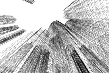 Mimari sanat konseptinde soyut çizgiler, minimum geometrik şekiller. 