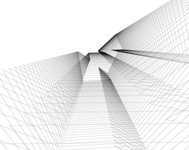 Mimari sanat konseptinde soyut çizgiler, minimum geometrik şekiller. 