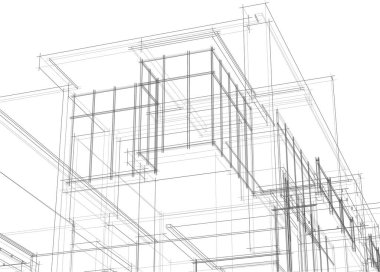 Mimari sanat konseptinde soyut çizgiler, minimum geometrik şekiller. 