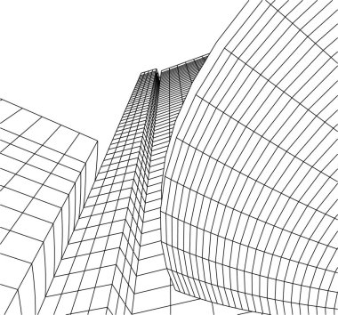 Mimari sanat konseptinde soyut çizgiler, minimum geometrik şekiller. 