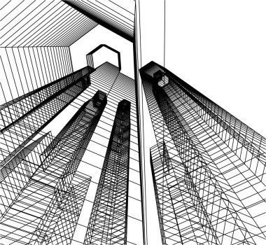 Mimari sanat konseptinde soyut çizgiler, minimum geometrik şekiller. 