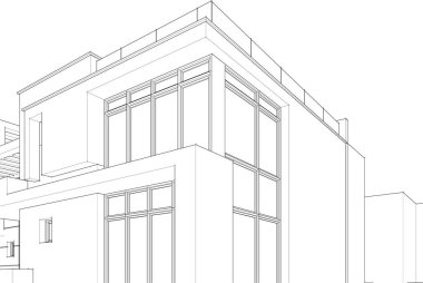 Mimari sanat konseptinde soyut çizgiler, minimum geometrik şekiller. 