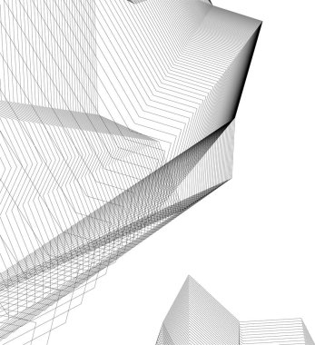 Mimari sanat konseptinde soyut çizgiler, minimum geometrik şekiller. 