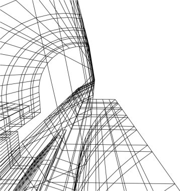 Mimari sanat konseptinde soyut çizgiler, minimum geometrik şekiller. 