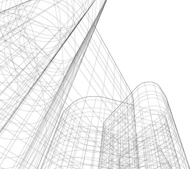 Mimari sanat konseptinde soyut çizgiler, minimum geometrik şekiller. 