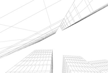 Mimari sanat konseptinde soyut çizgiler, minimum geometrik şekiller. 