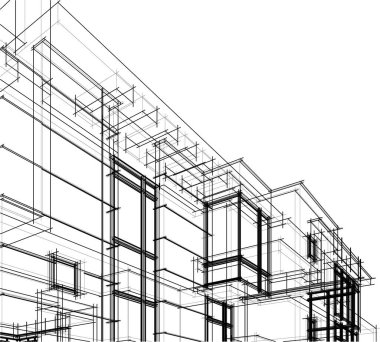 Mimari sanat konseptinde soyut çizgiler, minimum geometrik şekiller. 