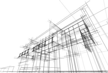 Mimari sanat konseptinde soyut çizgiler, minimum geometrik şekiller. 