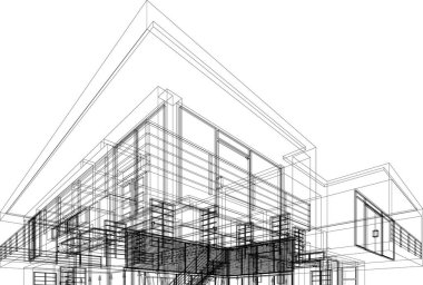 Mimari sanat konseptinde soyut çizgiler, minimum geometrik şekiller. 