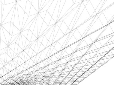 Mimari sanat konseptinde soyut çizgiler, minimum geometrik şekiller. 