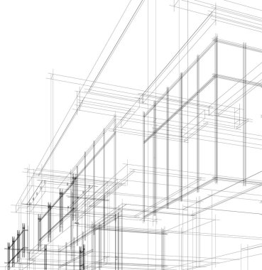 Mimari sanat konseptinde soyut çizgiler, minimum geometrik şekiller.