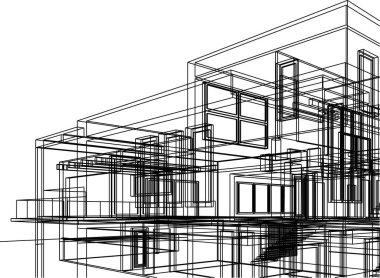 Mimari sanat konseptinde soyut çizgiler, minimum geometrik şekiller. 