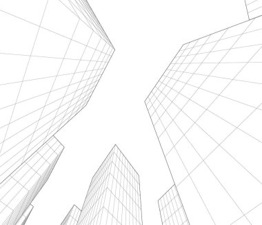 Mimari sanat konseptinde soyut çizgiler, minimum geometrik şekiller. 