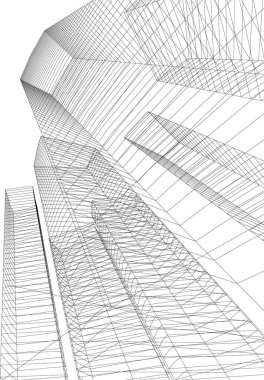 Mimari sanat konseptinde soyut çizgiler, minimum geometrik şekiller. 