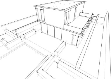 Mimari sanat konseptinde soyut çizgiler, minimum geometrik şekiller. 