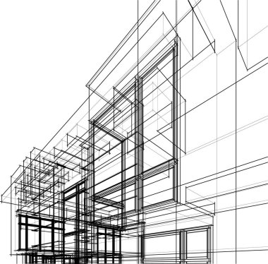 Mimari sanat konseptinde soyut çizgiler, minimum geometrik şekiller. 