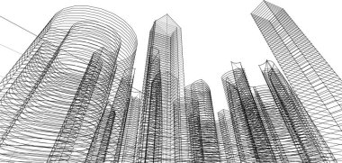 Mimari sanat konseptinde soyut çizgiler, minimum geometrik şekiller. 