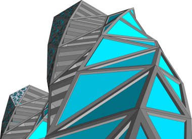 Arkaplanda mimari bina 3d illüstrasyon