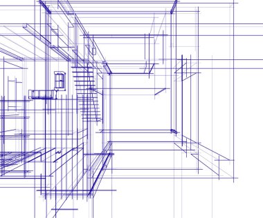 Mimari sanat konseptinde soyut çizgiler, minimum geometrik şekiller. 