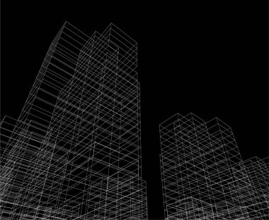 Mimari sanat konseptinde soyut çizgiler, minimum geometrik şekiller.