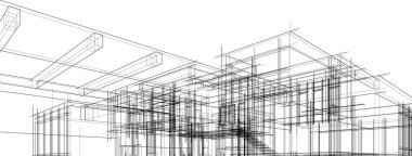 Mimari sanat konseptinde soyut çizgiler, minimum geometrik şekiller. 