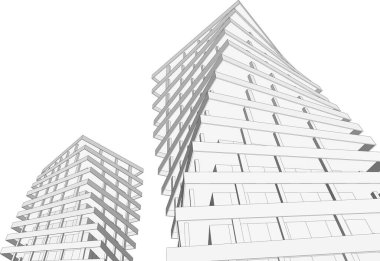 Arkaplanda mimari bina 3d illüstrasyon