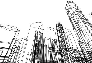 Mimari sanat konseptinde soyut çizgiler, minimum geometrik şekiller. 