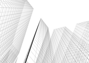 Arkaplanda mimari bina 3d illüstrasyon