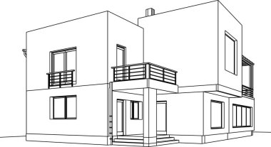 Mimari sanat konseptinde soyut çizgiler, minimum geometrik şekiller. 