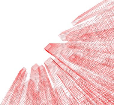 Arkaplanda mimari bina 3d illüstrasyon