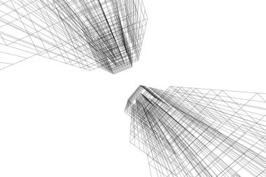 Mimari sanat konseptinde soyut çizgiler, minimum geometrik şekiller.