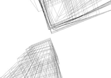 Mimari sanat konseptinde soyut çizgiler, minimum geometrik şekiller. 