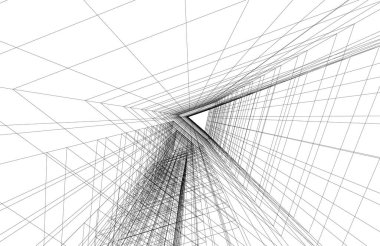 Mimari sanat konseptinde soyut çizgiler, minimum geometrik şekiller.