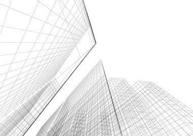 Mimari sanat konseptinde soyut çizgiler, minimum geometrik şekiller.