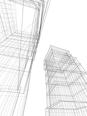 Mimari sanat konseptinde soyut çizgiler, minimum geometrik şekiller. 