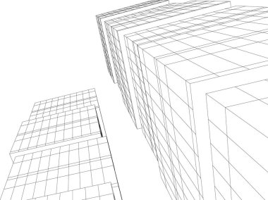 Mimari sanat konseptinde soyut çizgiler, minimum geometrik şekiller. 