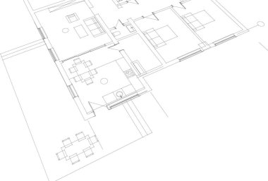 Arkaplanda mimari bina 3d illüstrasyon