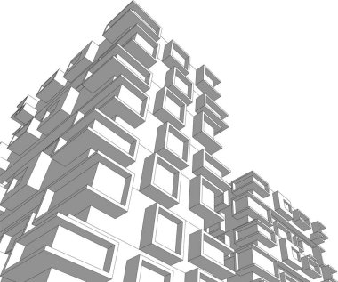 Mimari sanat konseptinde soyut çizgiler, minimum geometrik şekiller.