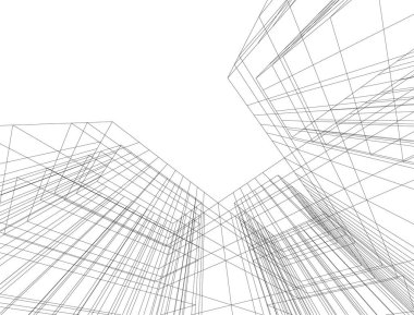 Mimari sanat konseptinde soyut çizgiler, minimum geometrik şekiller.