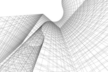 Mimari sanat konseptinde soyut çizgiler, minimum geometrik şekiller. 