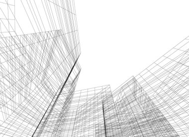 Arkaplanda mimari bina 3d illüstrasyon