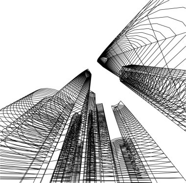 Mimari sanat konseptinde soyut çizgiler, minimum geometrik şekiller.