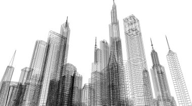 Mimari sanat konseptinde soyut çizgiler, minimum geometrik şekiller.