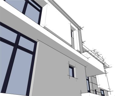 Mimari sanat konseptinde soyut çizgiler, minimum geometrik şekiller. 